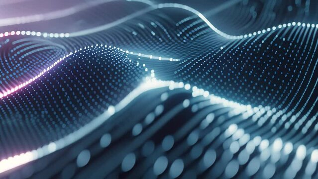 A photo showcasing a vibrant blue background adorned with an assortment of dots and lines, A binary code background with waves effect