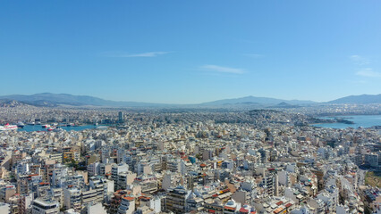 Port city Piraeus in Greece. Aerial view.