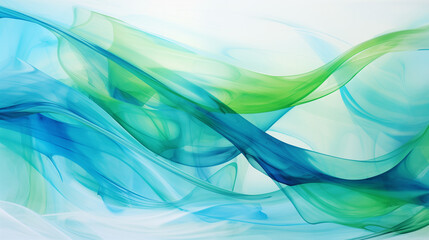 Obraz premium Dynamic Aqua Swirls, Luminous Green and Blue Abstract Art with Copy Space