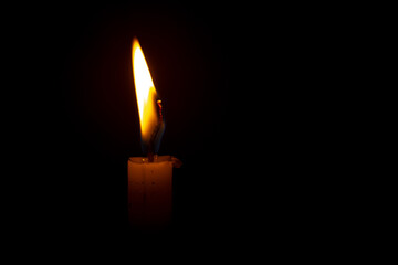 candle flame isolated on black