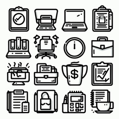 outline office set icon silhouette vector illustration white background. office, workspace, coworking. Linear icon collection