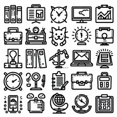 outline office set icon silhouette vector illustration white background. office, workspace, coworking. Linear icon collection