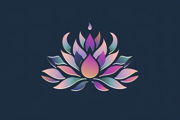 A logo with an abstract lotus flower, representing purity and enlightenment