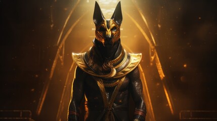 Anubis, god of ancient Egypt. The ancient Egyptian god of death and the world of the dead. Ai-generated.