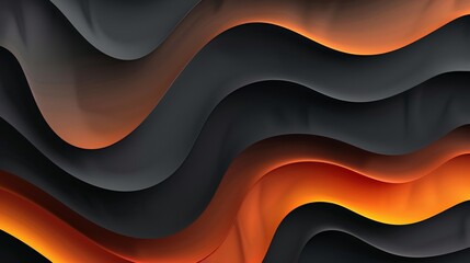 Black and orange abstract waves - obrazy, fototapety, plakaty