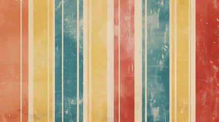 Retro stripes in red, orange, yellow, teal, and blue