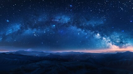 A magical night sky filled with stars and the Milky Way stretching across the horizon.