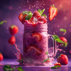 Fizzy Strawberry Smoothie with Fresh Berries