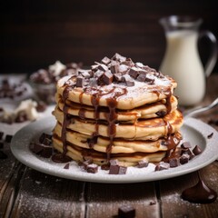 pancakes with chocolate and sugar powder