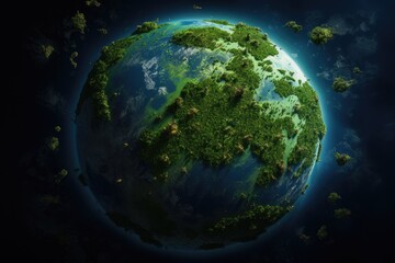Obraz na płótnie Canvas A highresolution image of Earth from space highlighting the dense forest regions in vivid green