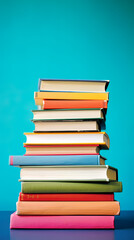Pile of colorful books, world book day