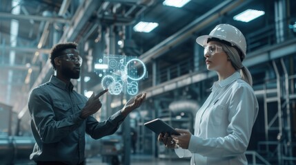 Engineers Discussing with Augmented Reality