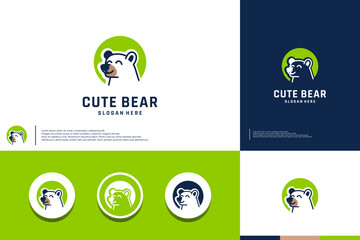 Bear logo with simple cartoon, for your corporate identity, logo design vector.