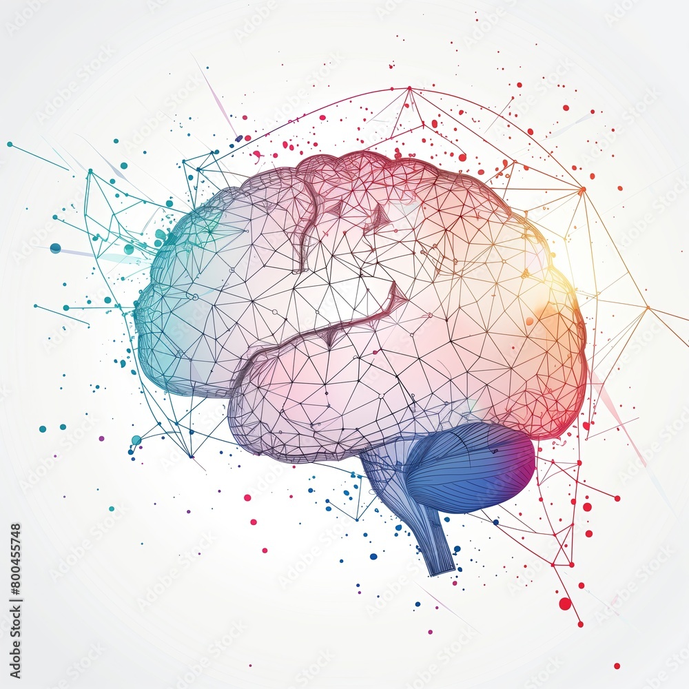 Poster Brain network concept. Abstract digital design connecting intelligence, neural ideas. Futuristic