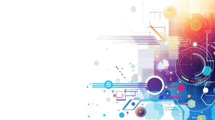 Obraz premium abstract presentation white background with sided blue and purple tech graphics 