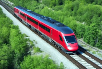 Fototapeta premium 'train fast drone panning industrial modern motion passenger station railroad railway speed transport transportation blur blurred business platform public rail rapid track travel urban'