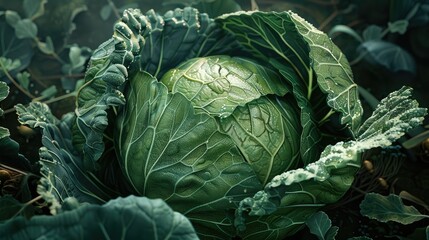 Obraz premium Cabbage in the garden. Selective focus.