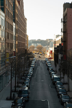 Street view from high elevated garden in meatpacking district.