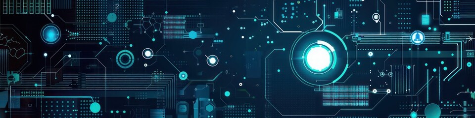 Obraz premium electrical engineering abstract banner design with dark blue background