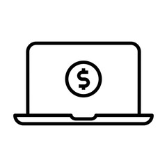 Internet banking icon. Laptop icon with a dollar symbol on the screen