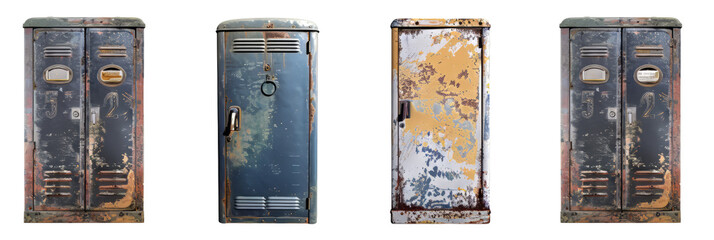 Vintage Metal Lockers  .isolated on white background, png die-cut