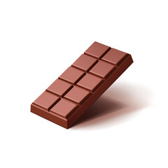 Bar of milk, dark chocolate, 3D. Realistic image of chocolate, delicious chocolates, cocoa beans, natural products. Vector