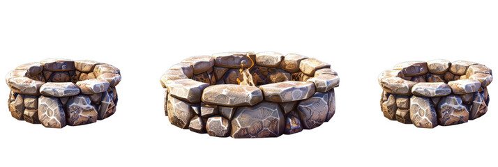 Sandstone Fire Pit Seating  .isolated on white background, png die-cut