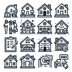  outline outline real estate icon silhouette vector illustration white background. real estate, property, buying, renting, house, home. Outline icon collection. Editable stroke