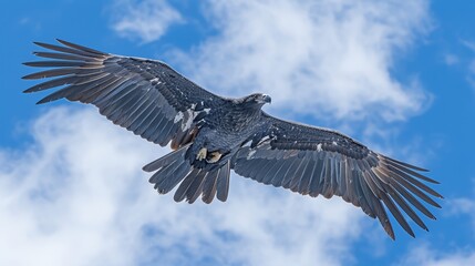 Fototapeta premium A bird flying in the air with widespan wings