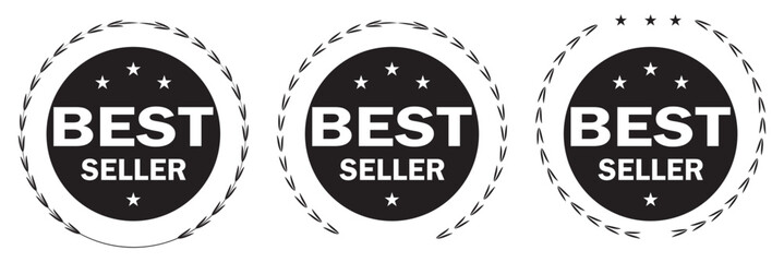 Best seller emblem with laurel wreath. Best seller award badges collection. Set of best seller label. best seller emblem for sale, special offer, promotion, advertising