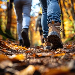 Group of Friends Hiking On A Nature