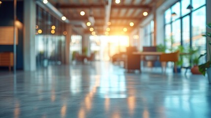 modern open space office interior with blurred business colleagues