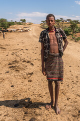 Ethiopia, a shepherd with his goats at a watering hole near the city of Turmi.
17th of february 2024