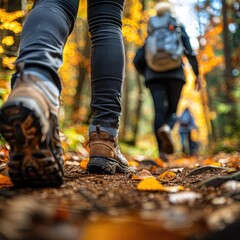 Group of Friends Hiking On A Nature