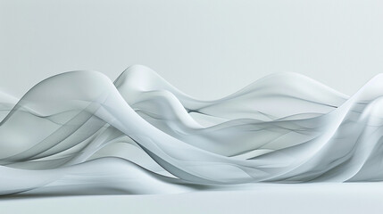 A harmonious and tranquil wave with fluid lines, rendered on a minimalist white setting.