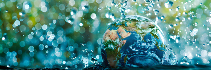 water drop with earth , World Water Day ,
