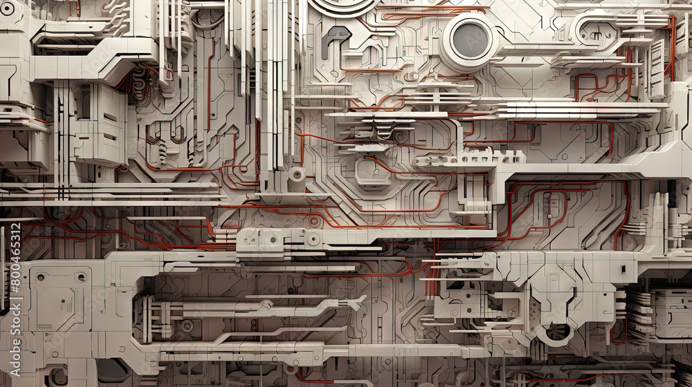 Poster background with metallic panels texture, wires and circuit. spaceship hull wall technology backgroun