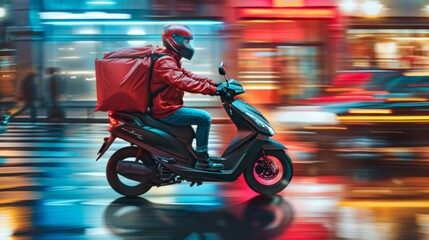 Courier Delivering Food at Night