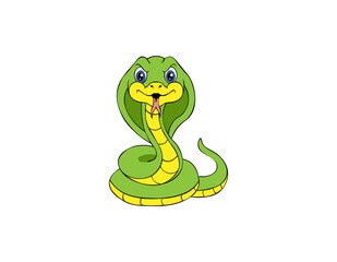 Fototapeta premium Vector illustration of a cartoon snake with its tongue hanging out 