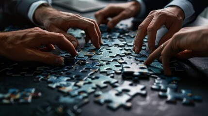 Hands Working on Jigsaw Puzzle