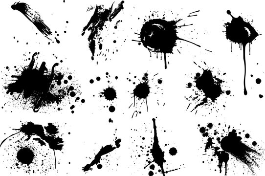 Set of vector brushes, brush stroke patterns. Grunge design elements for social networks. Rectangular text boxes or speech bubbles. Banners with messy disaster texture for stories and social media pos