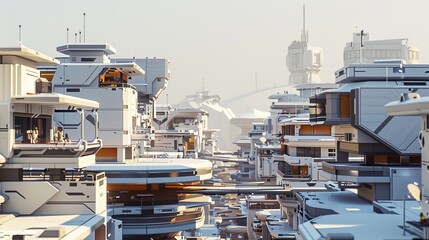 3D render showcasing a rooftop view within a metaverse city environment.