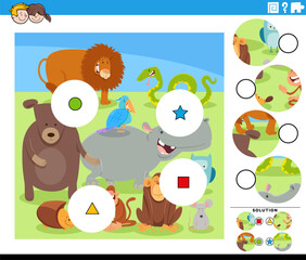 match the pieces game with cartoon animals
