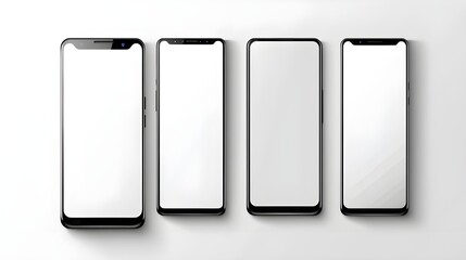 Realistic smartphone mockup. Cellphone with blank white screen, mobile phone in different angles of view 3d isolated template, Smartphone mockup white screen. mobile phone Ai generated 