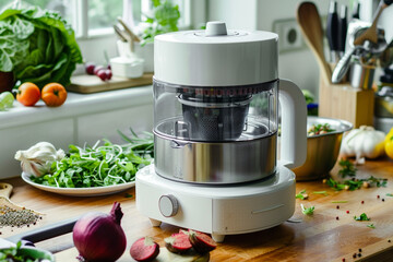 A food processor with a compact design, perfect for kitchens with limited countertop space.