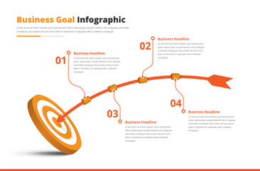 Business goal and strategy presentation circular target infographic template with arrow