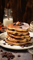 fluffy pancake with chocolate 