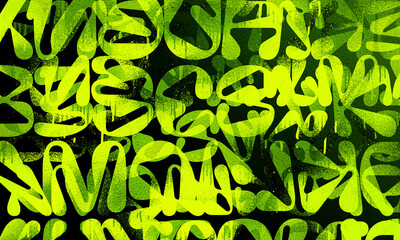 Abstract graffiti art mural art background. Green Yellow street art graffiti urban.