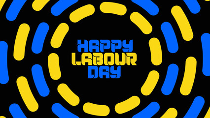 Labour Day bright colorful blue and yellow illustration banner great for celebrating happy labour day on 1st may. happy international labor day