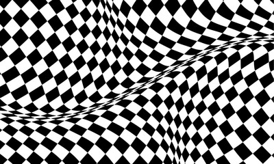 Obraz premium Optical illusion vector background. Simple black and white distorted lines. Opart illustration